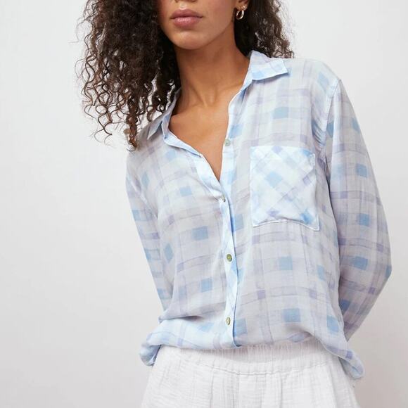 Rails Light Blue and Purple Plaid Casual Button Up Shirt sz Small Work Shirt - Picture 1 of 7